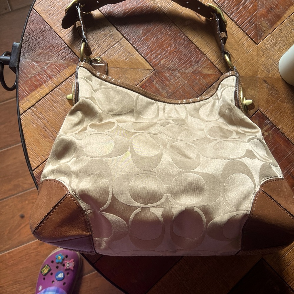 coach shoulder bag brown canvas